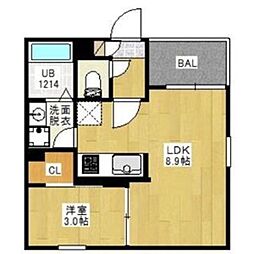 レガリストKLC川西2 1LDKの間取図画像