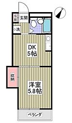 滝マンション第三春来 1Kの間取図画像