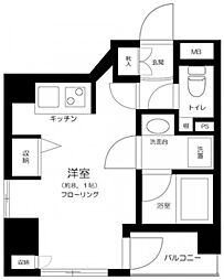 JR山手線 浜松町駅 徒歩5分の賃貸マンション 2階ワンルームの間取り