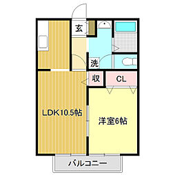 リヴェール高須 1LDKの間取図画像