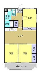 メゾンニシダ 3LDKの間取図画像