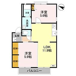 フレグランス・ガーデン 2LDKの間取図画像