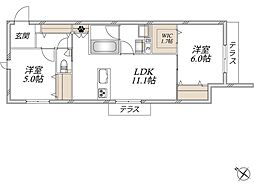 ノートス上野桜木 2LDKの間取図画像