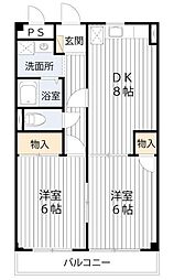 パインズプラーザ 2DKの間取図画像