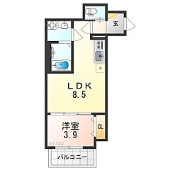 Osaka Metro御堂筋線 新金岡駅 徒歩10分の賃貸アパート 1階1LDKの間取り