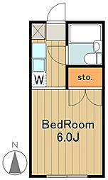 みゆきハイツ 1階1Kの間取り