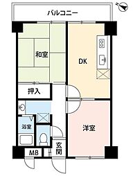 ビューハイツアルカンシェル 2DKの間取図画像