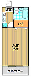 パームスハイツ 1Kの間取図画像