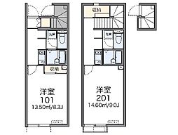 レオネクストSunShine1 1Kの間取図画像