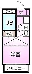 ガーデンリリー習志野 2階1Kの間取り