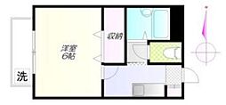 クラウン三高キャスル 1Kの間取図画像