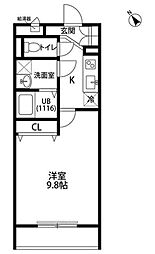 アムール新河岸 1Kの間取図画像