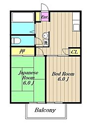 サンライブ海老名 2DKの間取図画像