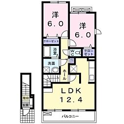 ラドゥーノ桜が丘 2LDKの間取図画像
