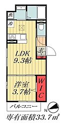 プランドール 1LDKの間取図画像