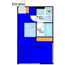 東京メトロ南北線 白金台駅 徒歩6分の賃貸マンション 2階ワンルームの間取り