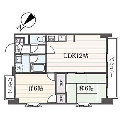 タワーコーポトヤ 2LDKの間取図画像