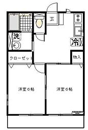 クレセント流山 2DKの間取図画像