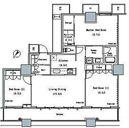 ザ・東京タワーズミッドタワー 5階3LDKの間取り
