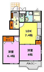 アルバ・ブリーゼ2 2DKの間取図画像