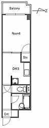 ローヤル高穂 1DKの間取図画像