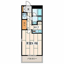 WESTCOURT川崎大師 1Kの間取図画像