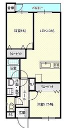 菊栄ハイツ 2LDKの間取図画像