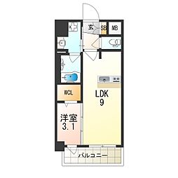 JR東海道・山陽本線 塚本駅 徒歩5分の賃貸マンション 3階1LDKの間取り