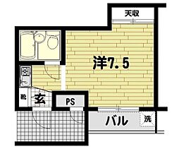 セザール武蔵新城 1Kの間取図画像