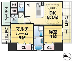 エステムプラザ神戸三宮ルクシア 1SLDKの間取図画像