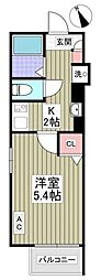 アウル 1Kの間取図画像