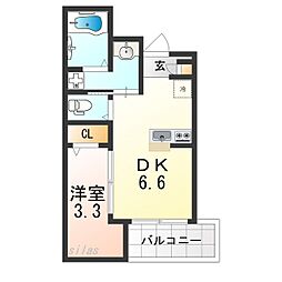 堺市堺区大浜北町2丁マンション 1DKの間取図画像