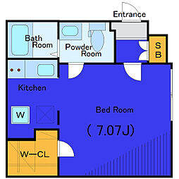 東急池上線 荏原中延駅 徒歩10分の賃貸マンション 2階ワンルームの間取り