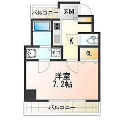 M'PLAZA長居駅前 1Kの間取図画像