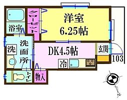 ナリトモ大巌寺D 1DKの間取図画像