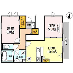 パラシオ大野台 2LDKの間取図画像