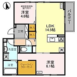 フィーアカーサB 2LDKの間取図画像