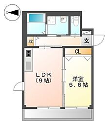 ユニヴァリティオリゼー 1LDKの間取図画像