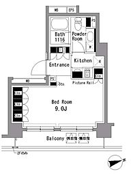 パークアクシス渋谷桜丘WEST ワンルームの間取図画像