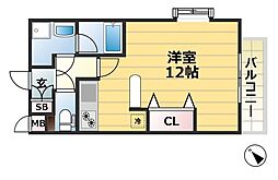 テルマ下祇園 1Kの間取図画像