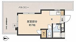 第15通南ビル ワンルームの間取図画像