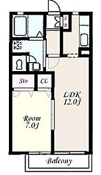 ディアス栄和東 1LDKの間取図画像
