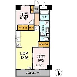 グランドール高橋 2LDKの間取図画像