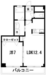 サウスヘブン 1LDKの間取図画像