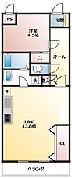 サンライト南浦和2番館 1LDKの間取図画像