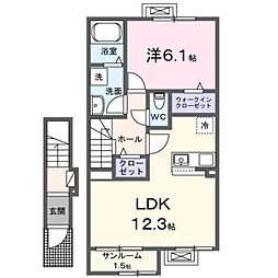 ベル パトリ A 1LDKの間取図画像