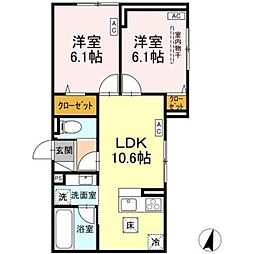 D-ROOM 原町田 2LDKの間取図画像