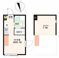 リネア平和台 ワンルームの間取図画像