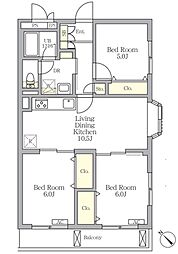 メゾンカルム中落合Ｓｏｕｔｈ 3階3LDKの間取り