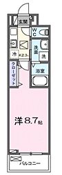 ヒカルサさいたま宮原 1Kの間取図画像